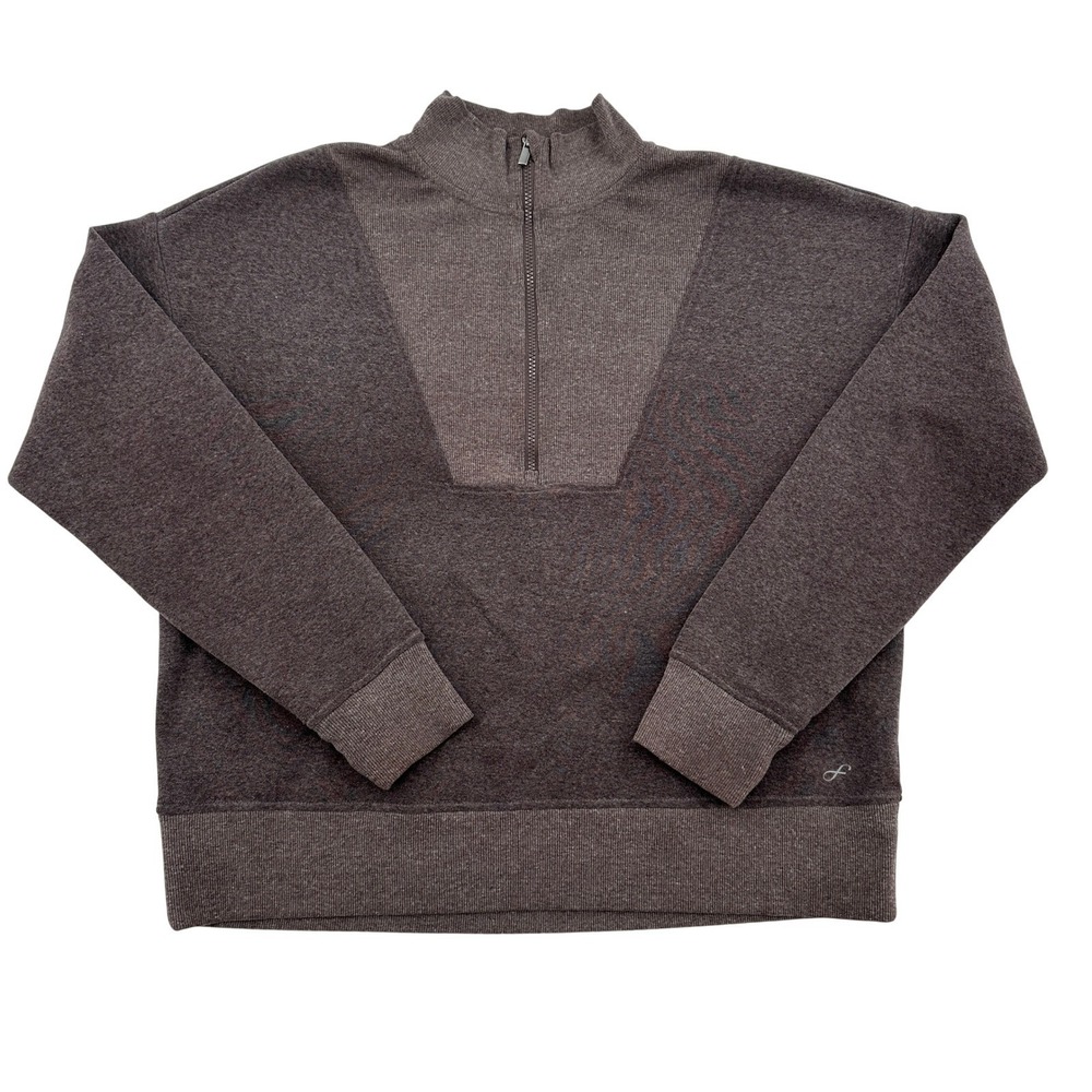 Freely Quarter Zip Pullover Sweatshirt Brown Heathered Texture Warm Men Size XL